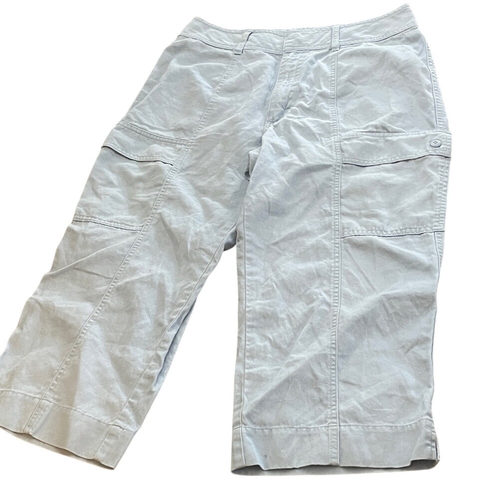 Riveted By Lee Khakis Light Blue Cargo Capri Pants Ramie Cotton Blend Size 12M